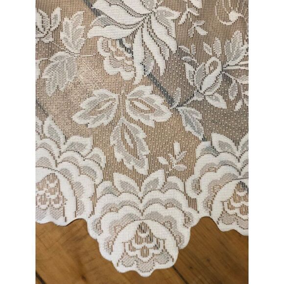 Vintage Window Curtain Swag Valance Lace Embroidered Floral - Picture 4 of 5